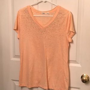 Peach embellished t-shirt
